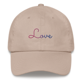 Bisexual Love Script Hat: Elegantly Embroidered Pride Cap